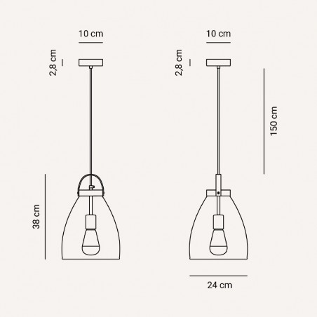 Lámpara de techo Cloche Fumé