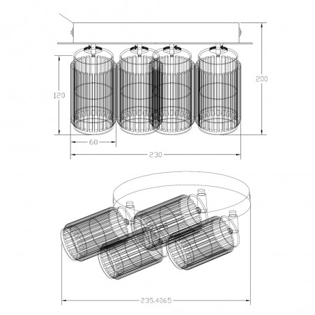 Plafón de techo Sahara (4 luces)