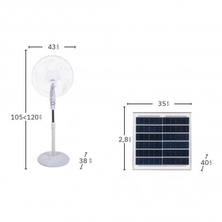 Ventilador de pie con panel solar Frontera (30W)