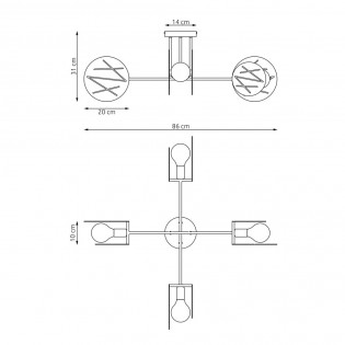 Plafón de techo Silome (4 luces)