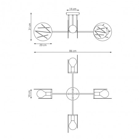 Plafón de techo Silome (4 luces)