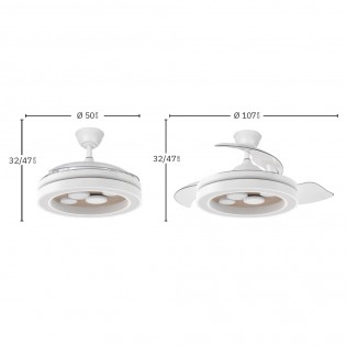 Ventilador de techo LED aspas plegables Cupido CCT Smart (55W)