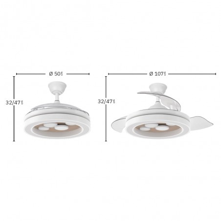 Ventilador de techo LED aspas plegables Cupido CCT Smart (55W)