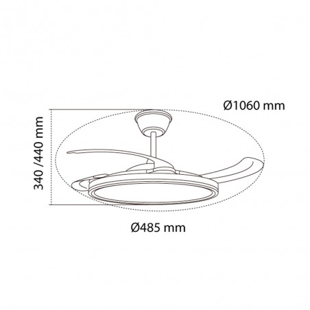 Ventilador LED con aspas retráctiles Astor CCT Dim (45+9W)