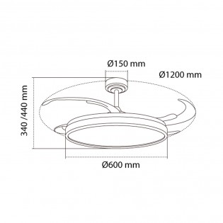 Ventilador LED aspas plegables Panam L CCT Dim (80W)