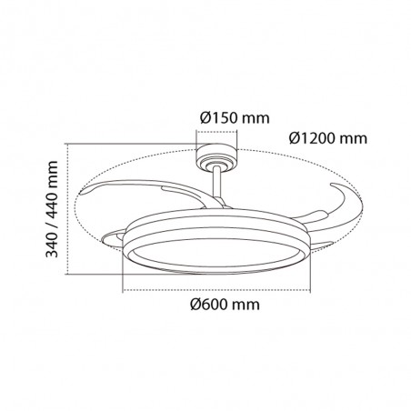 Ventilador LED aspas retráctiles Charly L CCT Dim (80W)