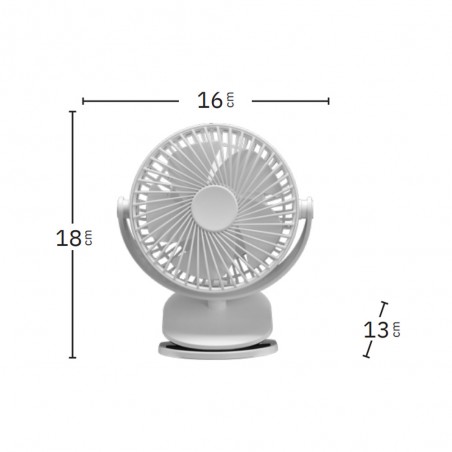 Ventilador con pinza y batería recargable Peñafiel (5W)