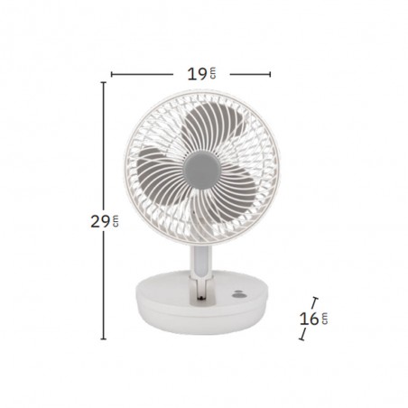 Ventilador con batería recargable y USB Pacheco (5W)