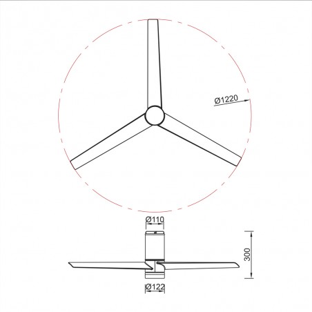 Ventilador de techo LED Up Down CCT Dim (45W)