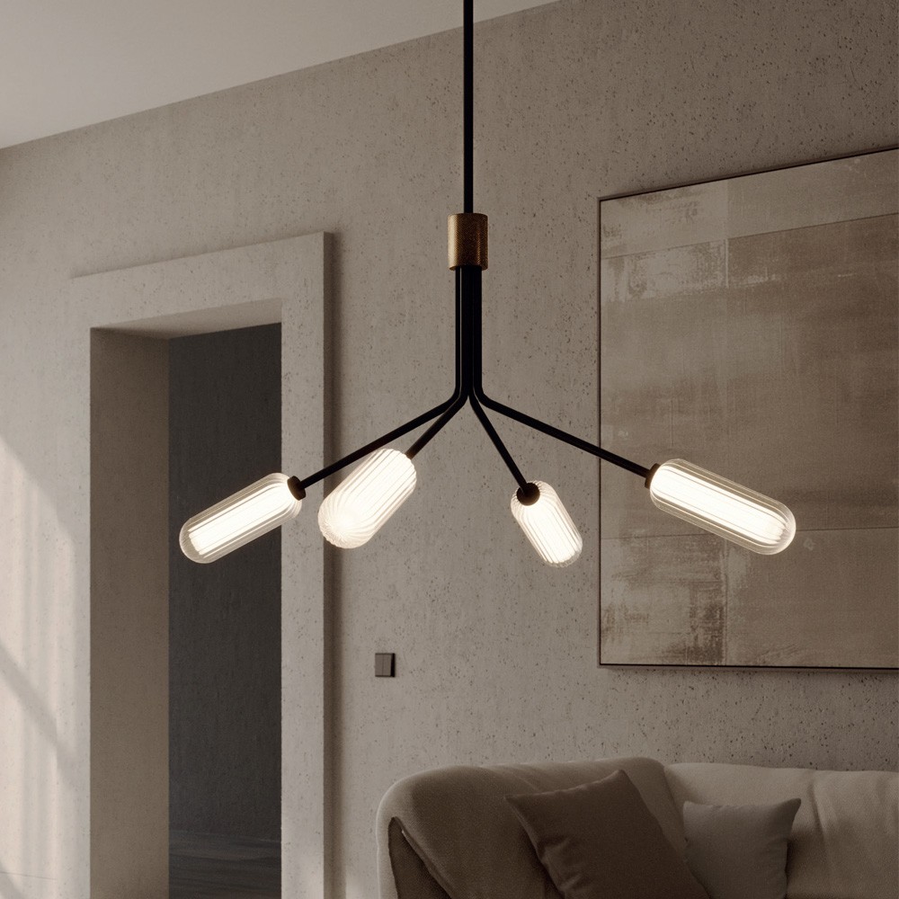 Lámpara Colgante LED De 3 Luces Con Pantalla De Vidrio Y Metal - Ajustable En Altura Para Comedor O Sala