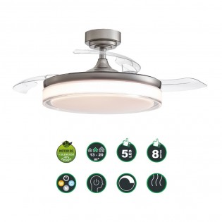 Ventilador LED con aspas plegables Oroel Níquel CCT (45W)