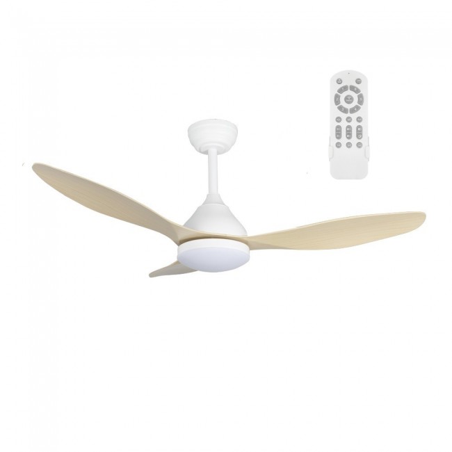 Ventilador de techo LED Cavil Blanco+Madera CCT Dim (20W)