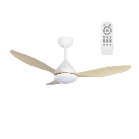 Ventilador de techo LED Cavil Blanco+Madera CCT Dim (20W)