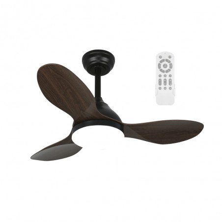 Ventilador de techo LED Cavil Mini Negro+Madera CCT Dim (20W)