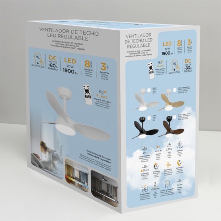 Ventilador LED Cavil Mini S Blanco CCT Dim (20W)