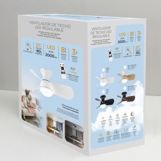 Ventilador de techo LED Mancado Negro CCT Dim (20W)