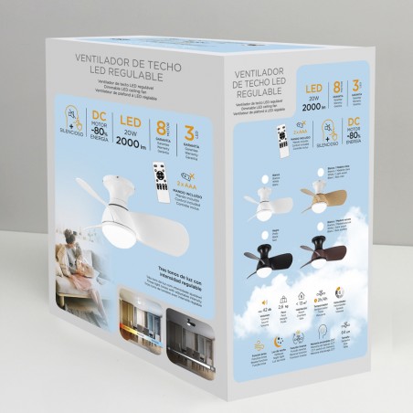 Ventilador de techo LED Mancado Negro CCT Dim (20W)