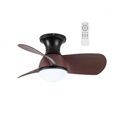 Ventilador de techo LED Mancado Negro+Roble CCT Dim (20W)