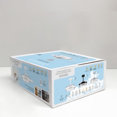 Ventilador LED aspas plegables Mesina Mini Plata CCT Dim (46W)