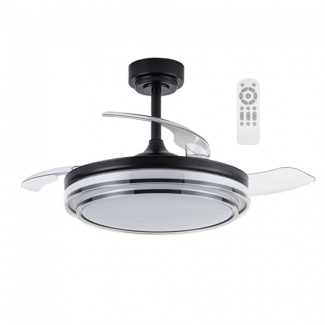 Ventilador LED aspas plegables Mesina Negro CCT Dim (72W)