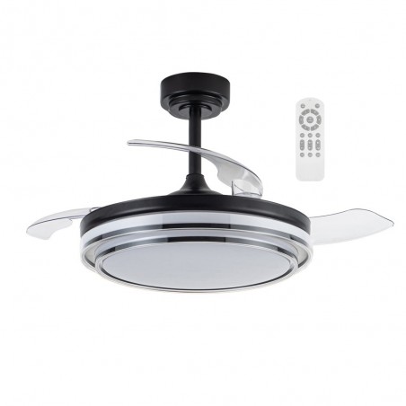 Ventilador LED aspas plegables Mesina Negro CCT Dim (72W)