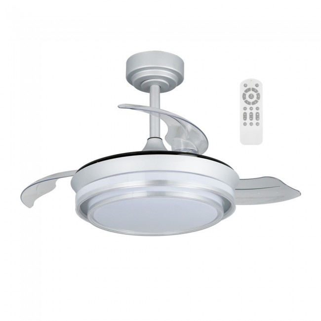 Ventilador LED aspas plegables Mesina Mini Plata CCT Dim (46W)