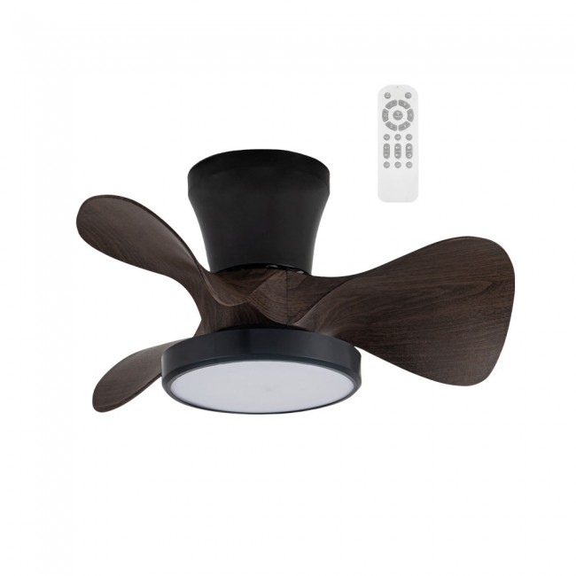 Ventilador de techo LED Merial Negro+Roble CCT Dim (20W)