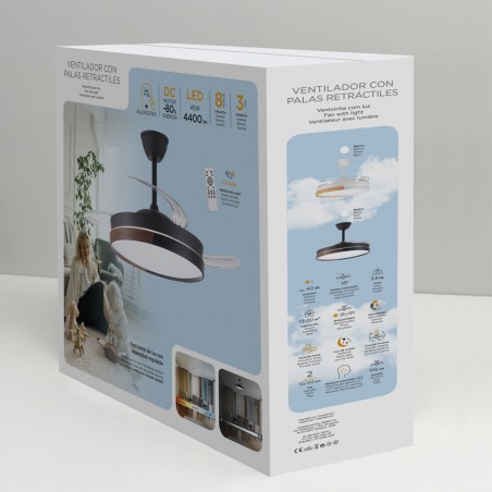 Ventilador LED aspas plegables Arpino Blanco CCT Dim (45W)