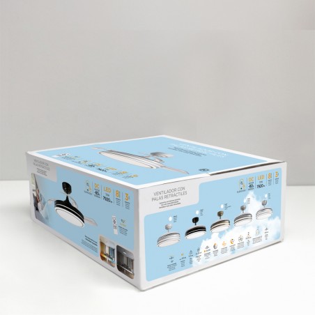 Ventilador LED aspas plegables Perla Gris CCT Dim (72W)
