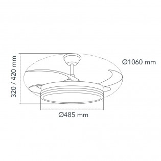 Ventilador LED aspas retráctiles Miso Evo Negro CCT Dim (72W)