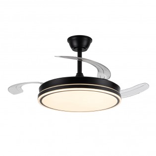 Ventilador LED aspas retráctiles Miso Evo Negro CCT Dim (72W)