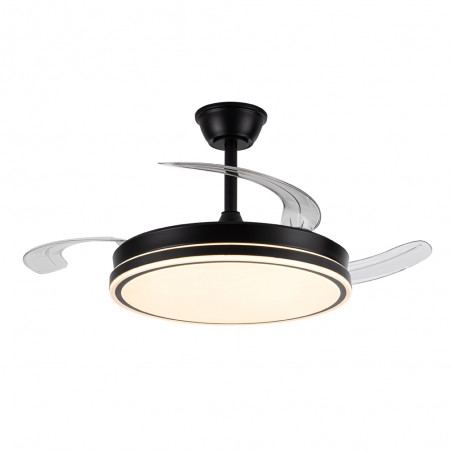 Ventilador LED aspas retráctiles Miso Evo Negro CCT Dim (72W)