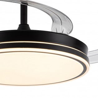 Ventilador LED aspas retráctiles Miso Evo Negro CCT Dim (72W)