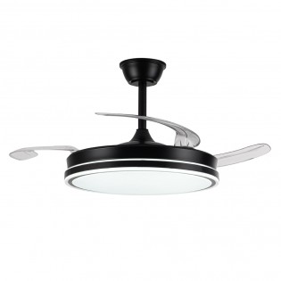 Ventilador LED aspas retráctiles Miso Evo Negro CCT Dim (72W)