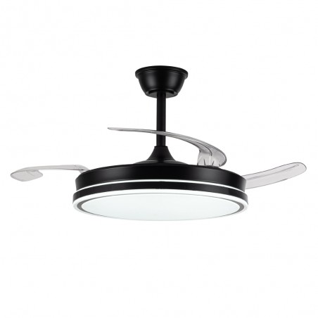 Ventilador LED aspas retráctiles Miso Evo Negro CCT Dim (72W)