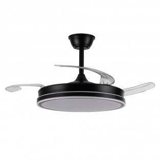 Ventilador LED aspas retráctiles Miso Evo Negro CCT Dim (72W)