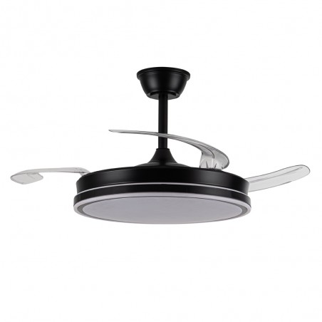 Ventilador LED aspas retráctiles Miso Evo Negro CCT Dim (72W)