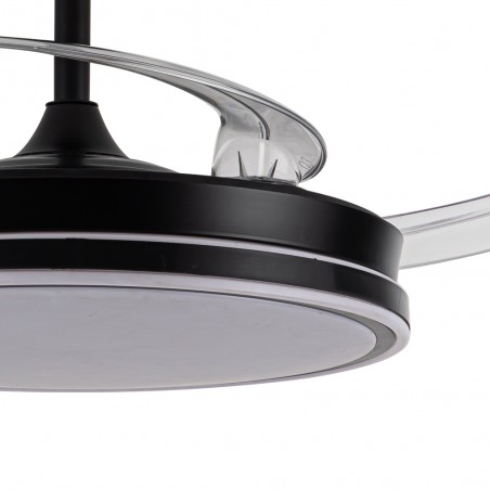 Ventilador LED aspas retráctiles Miso Evo Negro CCT Dim (72W)