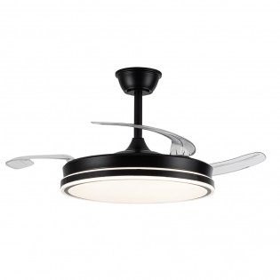 Ventilador LED aspas retráctiles Miso Evo Negro CCT Dim (72W)