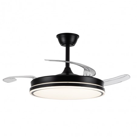 Ventilador LED aspas retráctiles Miso Evo Negro CCT Dim (72W)