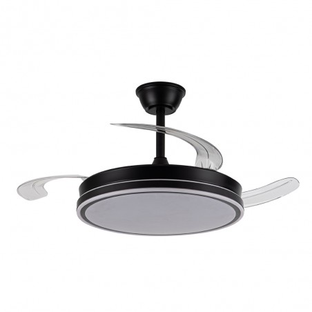 Ventilador LED aspas retráctiles Miso Evo Negro CCT Dim (72W)
