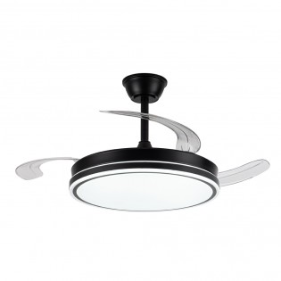 Ventilador LED aspas retráctiles Miso Evo Negro CCT Dim (72W)