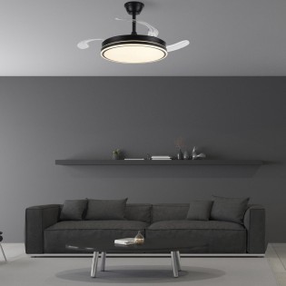 Ventilador LED aspas retráctiles Miso Evo Negro CCT Dim (72W)