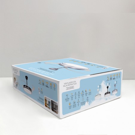 Ventilador LED aspas retráctiles Miso Evo Negro CCT Dim (72W)