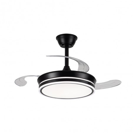 Ventilador LED aspas retráctiles Miso Evo Mini Negro CCT Dim (46W)