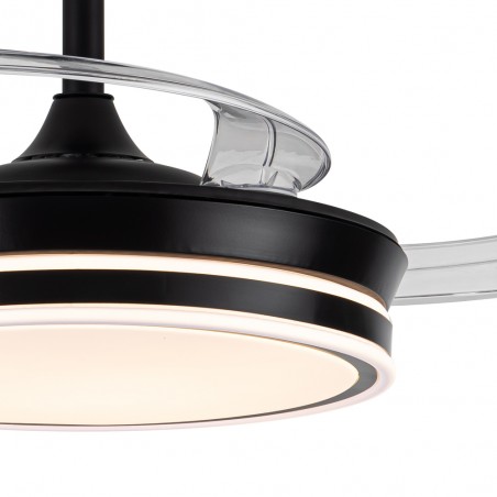 Ventilador LED aspas retráctiles Miso Evo Mini Negro CCT Dim (46W)