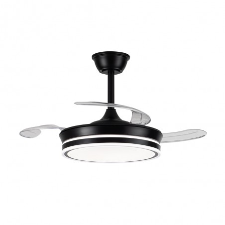 Ventilador LED aspas retráctiles Miso Evo Mini Negro CCT Dim (46W)