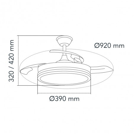 Ventilador LED aspas retráctiles Miso Evo Mini Plata CCT Dim (46W)
