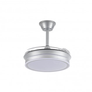 Ventilador LED aspas retráctiles Miso Evo Mini Plata CCT Dim (46W)
