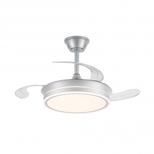 Ventilador LED aspas retráctiles Miso Evo Mini Plata CCT Dim (46W)